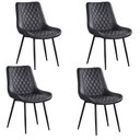 Ver imagem 1 de Cadeira Jantar Estofada Courino C/ Matelassê Base Aço 4 Un Cor:preto