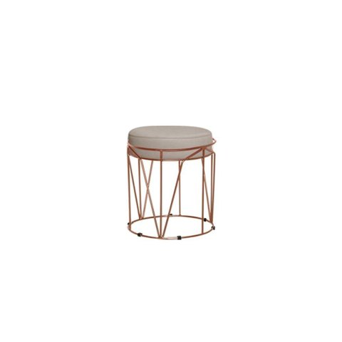 Puff Babu Bronze Suede Bege Metal Móveis