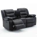Ver imagem 2 de Poltrona Reclinável Manual de Cinema Oscar 2 Lugares Baú/massagem/aquecimento Pu Preto G31 - Laura