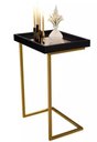 Ver imagem 1 de Mesa Lateral de Apoio Luxo Espelhada 4774 MDP Pés de Ferro Cor:Preta