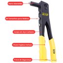 Ver imagem 4 de Alicate Rebite Rebitador Rebitadeira 10" Manual Profissional com Chave + Luva Pigmentada | Fertak