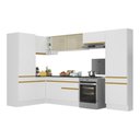 Ver imagem 1 de Armário de Cozinha Completa de Canto com Rodapé Veneza Multimóveis V2090 Branco/Dourado
