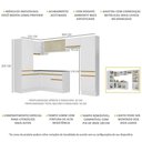 Ver imagem 4 de Armário de Cozinha Completa de Canto com Rodapé Veneza Multimóveis V2090 Branco/Dourado