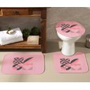 Ver imagem 1 de Jogo De Banheiro Rosa Geo Preto 03 Peças - Antiderrapante