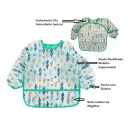 Babador Manga Longa Blw Kit 2unds - Cactus e Urso Baby Babador Blw, Babador Impermeável, Babador Man - 6