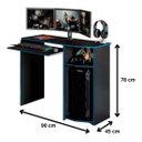 Ver imagem 2 de Mesa Escrivaninha Gamer para Computador e Notebook Preto com Azul