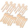 Kit com Garfo e Colher de Madeira Natural 14cm 40 Unidades Silverfestas - 1