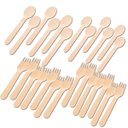 Ver imagem 1 de Kit com Garfo e Colher de Madeira Natural 14cm 40 Unidades Silverfestas