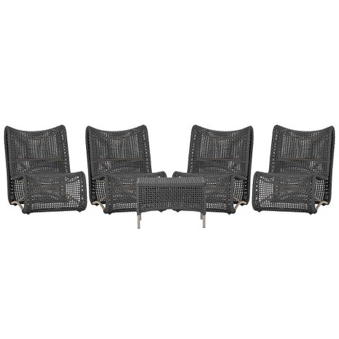 4 Poltronas e Mesa Texas em Alumínio Pintura Fendi Corda Náutica Trama Original