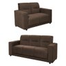 Conjunto de Sofá 2 e 3 Lugares Santiago Cama inBox 1.25x1.75m Suede Café - 4