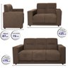 Conjunto de Sofá 2 e 3 Lugares Santiago Cama inBox 1.25x1.75m Suede Café - 2