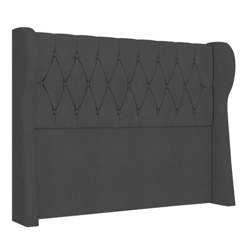 Cabeceira Casal King Cama Box 195cm Malva I02 Veludo Chumbo - Mpozenato