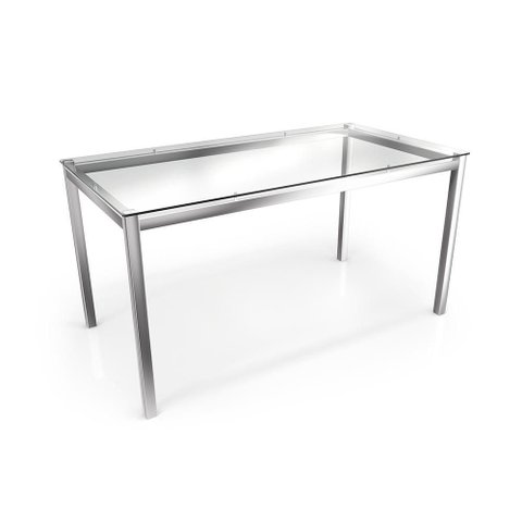 Mesa Reno Kappesberg Cromada com Tampo de Vidro Incolor 150cm