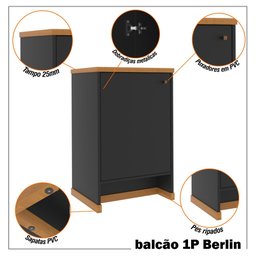 Balcão para Escritório Berlin 1 Porta 1 Prateleira - 6