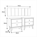 Ver imagem 7 de Kit Quarto Casal 2 Mesas de Cabeceira Arruna Mdf 2 Gavetas e Cabeceira Casal 1,40 Autocolante -