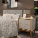 Ver imagem 3 de Kit Quarto Casal 2 Mesas de Cabeceira Arruna Mdf 2 Gavetas e Cabeceira Casal 1,40 Autocolante -