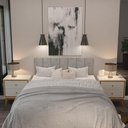 Ver imagem 4 de Kit Quarto Casal 2 Mesas de Cabeceira Arruna Mdf 2 Gavetas e Cabeceira Casal 1,40 Autocolante -