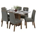 Ver imagem 2 de Conjunto Sala de Jantar Tampo de Vidro 6 Cadeiras Rustic/Cinza/Silver Dália Madesa