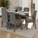 Ver imagem 1 de Conjunto Sala de Jantar Tampo de Vidro 6 Cadeiras Rustic/Cinza/Silver Dália Madesa