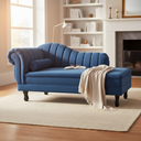 Ver imagem 2 de Recamier Decorativo Divã Amsterdã 147cm Lado Direito Couro Azul Marinho