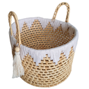 Ver imagem 2 de Cesto de Palha com Alças e Macramê Decoração Casa Decor Boho Branco