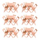 Ver imagem 1 de Kit 6 Conjuntos Mesa Dobrável 70x70cm para Bar com 4 Cadeiras em Madeira Maciça - Cru