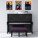 Ver imagem 2 de Kit 3 Quadros Músicos Blues 24x18cm - com Vidro:moldura Preta