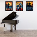 Ver imagem 1 de Kit 3 Quadros Músicos Blues 24x18cm - com Vidro:moldura Preta