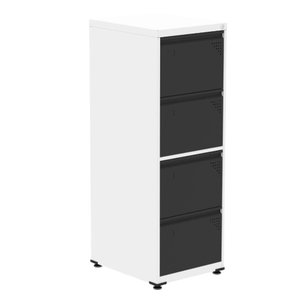 Armário de Arquivo Oficio 4 Gavetas Pandin 47 Cm (larg) Aço Branco C- Frente Gaveta Preta C- Chave