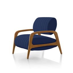 Poltrona C/puff Decorativa Veludo Azul - Fortbello Estofados - 2