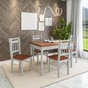 Ver imagem 1 de Conjunto Sala de Jantar com 4 Cadeiras Ripadas Madeira Maciça Mv Cinza