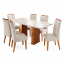 Ver imagem 1 de Conjunto Sala de Jantar 6 Lugares Retangular Tampo de Vidro/MDF Jersey Cobre/Off White/Bege - Casa g