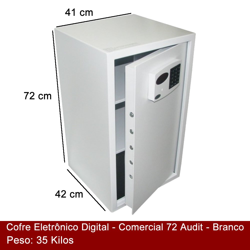 Cofre Eletrônico Digital - Comercial 72 Audit - Branco - 3