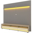 Ver imagem 3 de Conjunto Rack Painel Ripado para TV até 90 Polegadas MDF 3 Gavetas com LED e Nichos 228,8x295x39,4cm