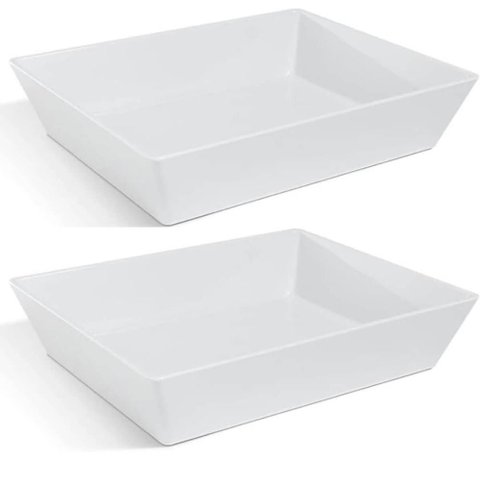 Kit 2 Travessas Retangular Branca 3,5l Profissional Servir Buffet Melamina Haus Concept Saladas