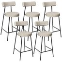 Ver imagem 1 de Kit 05 Banquetas Baixa para Cozinha Sala de Jantar Bar Bancada Milão L02 Linho Palha - lyam decor 