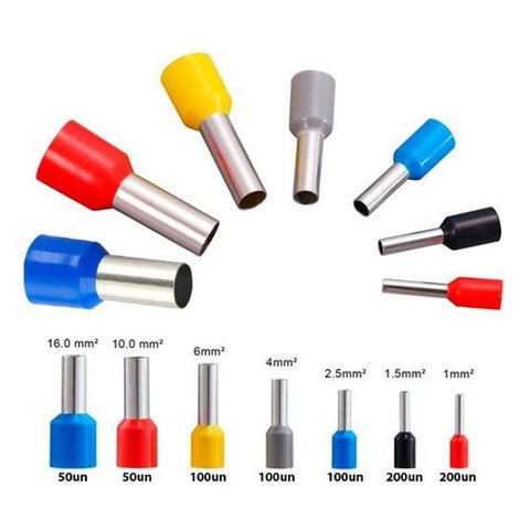 Kit Terminal Tubular Ilhós 1,0/1,5/2,5/4/6/10/16mm - 800pçs