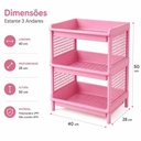 Ver imagem 5 de Estante Organizadora 3 Andares sem Porta sem Gavetas Polipropileno (PP) Rosa