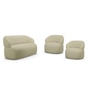 Ver imagem 1 de Kit 02 Poltronas Giratória e 01 Sofá Orgânico Glee 02 Lugares 140cm Linho Bege - Desk Design