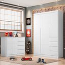 Ver imagem 2 de Jogo de Quarto Infantil Guarda Roupa 3 Portas e Cômoda 4 Gavetas Lilly P04 Branco - Mpozenato