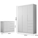 Ver imagem 4 de Jogo de Quarto Infantil Guarda Roupa 3 Portas e Cômoda 4 Gavetas Lilly P04 Branco - Mpozenato