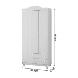 Guarda Roupa e Cômoda Lara Compacto Alta Qualidade Moderno:branco Branco - 5