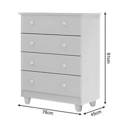 Guarda Roupa e Cômoda Lara Compacto Alta Qualidade Moderno:branco Branco - 4