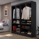 Ver imagem 2 de Guarda-Roupas 4 Portas Renzo Casal 5 Nichos Quarto Preto Fosco