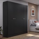 Ver imagem 1 de Guarda-Roupas 4 Portas Renzo Casal 5 Nichos Quarto Preto Fosco