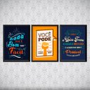 Ver imagem 2 de kit 3 Quadros Frases Motivadoras Trabalho 24x18cm:Madeira branca