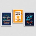 Ver imagem 1 de kit 3 Quadros Frases Motivadoras Trabalho 24x18cm:Madeira branca