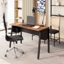 Ver imagem 2 de Escrivaninha Escritório com 120cm Industrial Tampo Chanfrado e Pés Metal F5 Office Executive Nogal e Preto Marrom