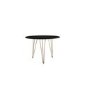 Ver imagem 2 de Mesa de Jantar Redonda 90cm Preta Clips 3 Pés Ferro Dourado