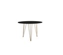Ver imagem 2 de Mesa de Jantar Redonda 90cm Preta Clips 3 Pés Ferro Dourado